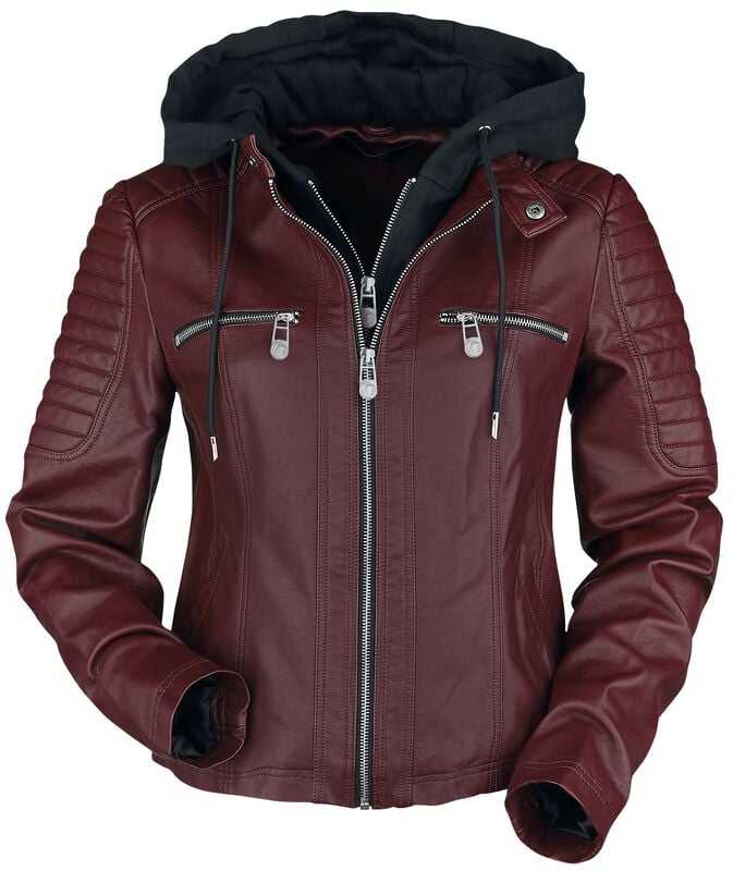 Rock Revival "Road Tripping" Imitation Leather Jacket Dark Red By Black Premium By EMP