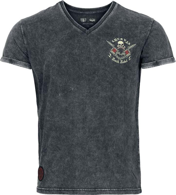 rock revival "Rock Rebel X Lucky 13 - T-shirt" T-Shirt grey by Rock Rebel by EMP