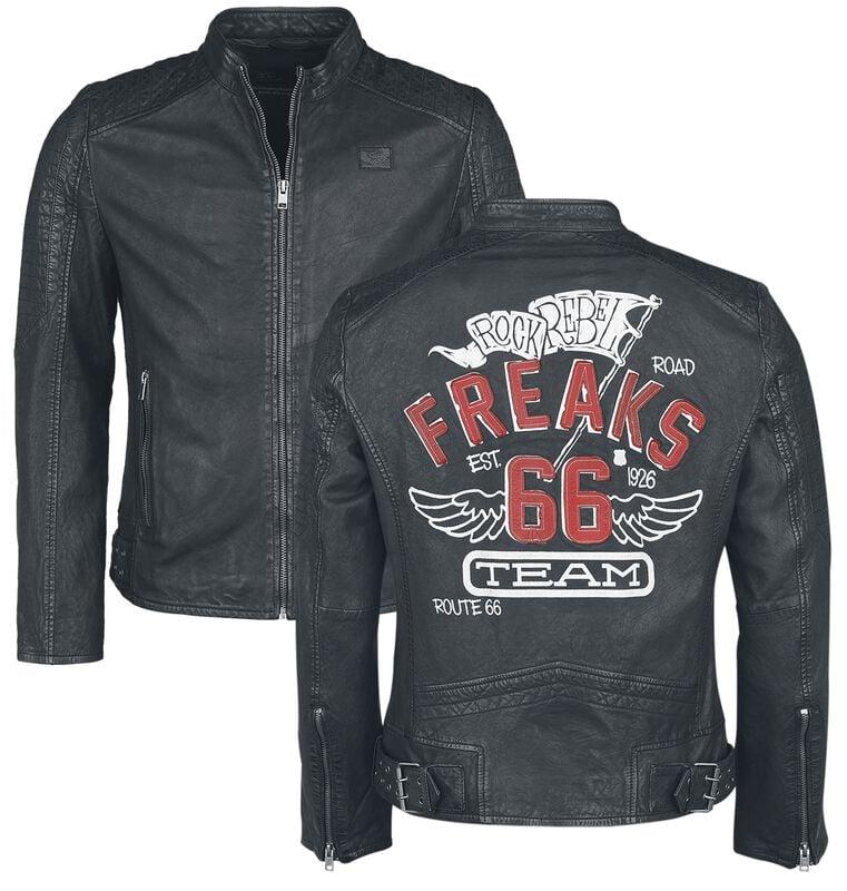 rock revival "Rock Rebel X Route 66 - Leather Jacket" Leather Jacket black by Rock Rebel by EMP