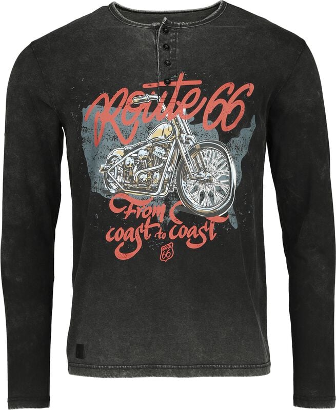 Rock Revival "Rock Rebel X Route 66 - Longsleeve" Long-sleeve Shirt Black By Rock Rebel By EMP