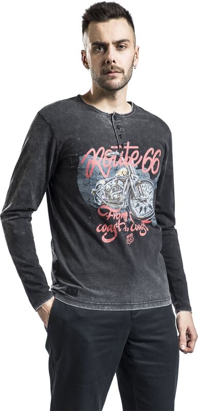 rock revival "Rock Rebel X Route 66 - Longsleeve" Long-sleeve Shirt black by Rock Rebel by EMP