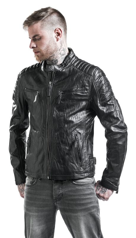 rock revival "Chester" Leather Jacket black by Gipsy