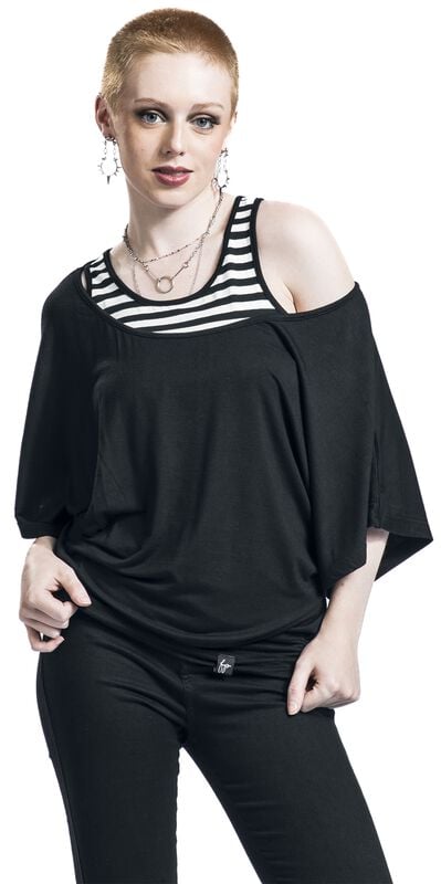 rock revival "Jean" T-Shirt black-white by Forplay