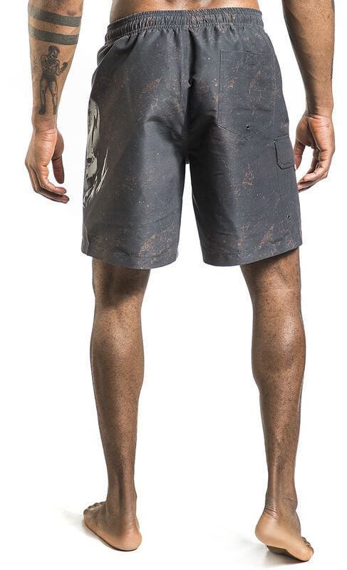 Rock Revival "Rock Skull Swim Shorts" Swim Shorts Dark Grey By Rock Rebel By EMP