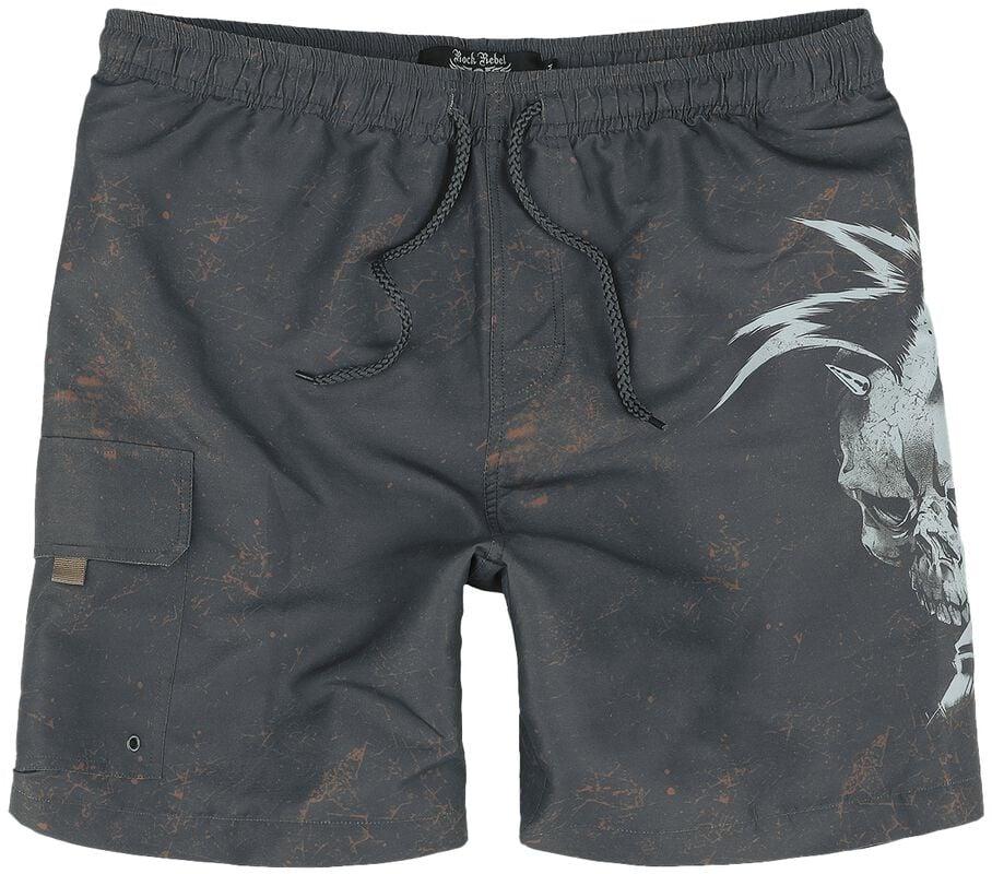 Rock Revival "Rock Skull Swim Shorts" Swim Shorts Dark Grey By Rock Rebel By EMP
