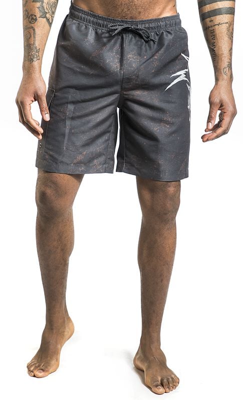 Rock Revival "Rock Skull Swim Shorts" Swim Shorts Dark Grey By Rock Rebel By EMP