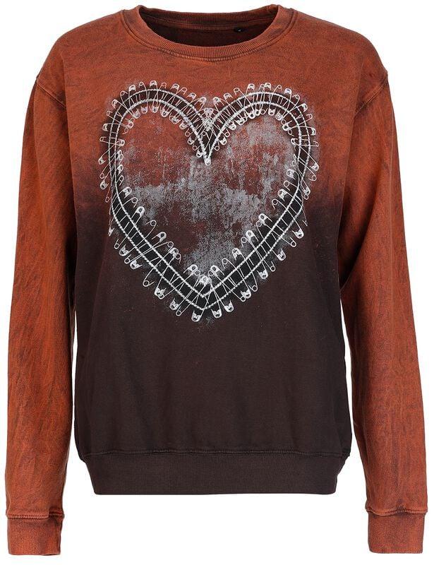 rock revival "Safety Pin Heart" Sweatshirt brown by Outer Vision