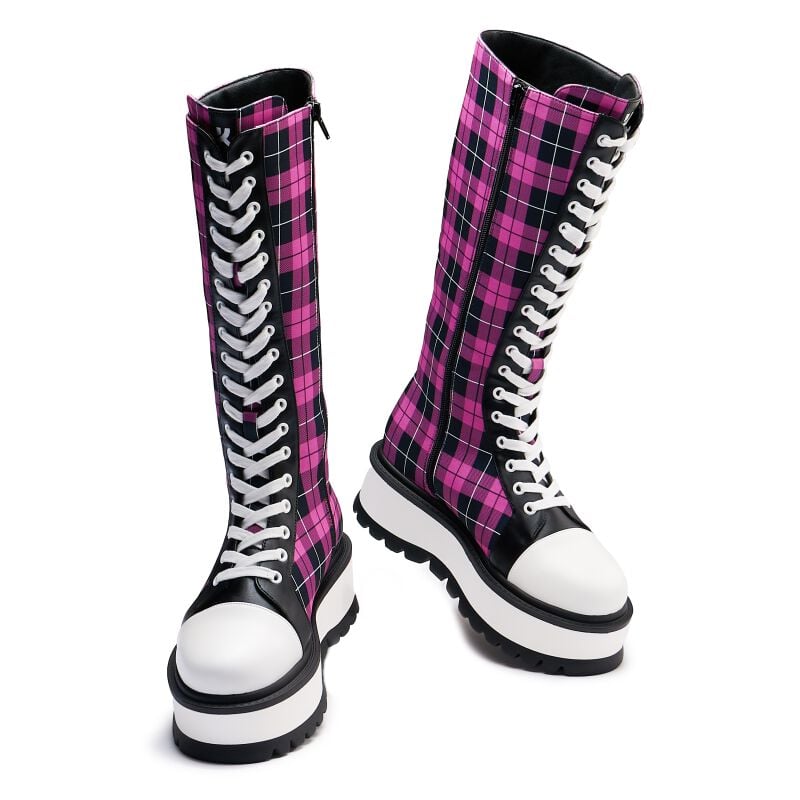 Rock Revival "Salvius Safety Pin Military Lace Up Boots" Laced Boots Black-pink By KOI