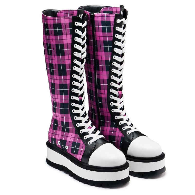 rock revival "Salvius Safety Pin Military Lace Up Boots" Laced Boots black-pink by KOI