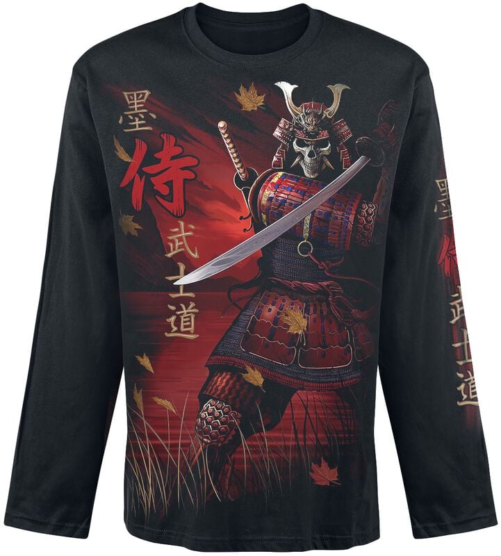 rock revival "Samurai" Long-sleeve Shirt black by Spiral