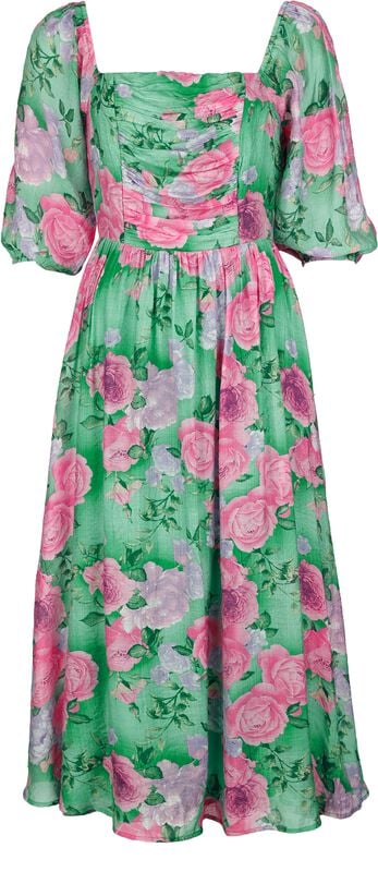 Rock Revival "Sandy Flower Dress" Maxi Dress Green-pink By Banned Retro