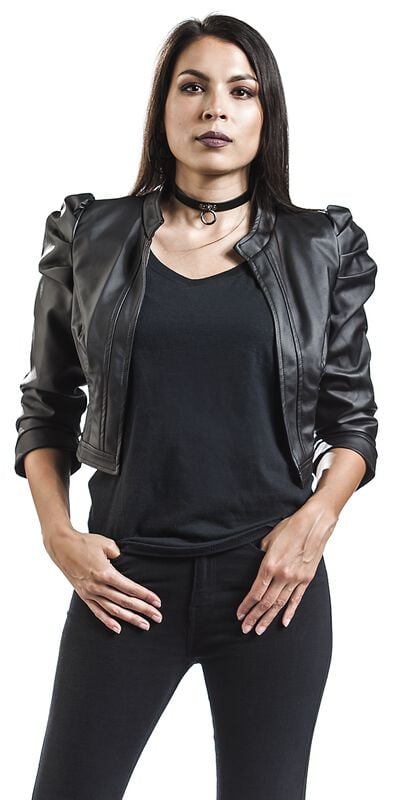 Rock Revival "Serena Jacket" Imitation Leather Jacket Black By H&R London