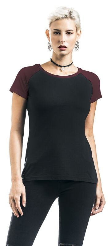 rock revival "Short Raglan Road" T-Shirt black-bordeaux by RED by EMP