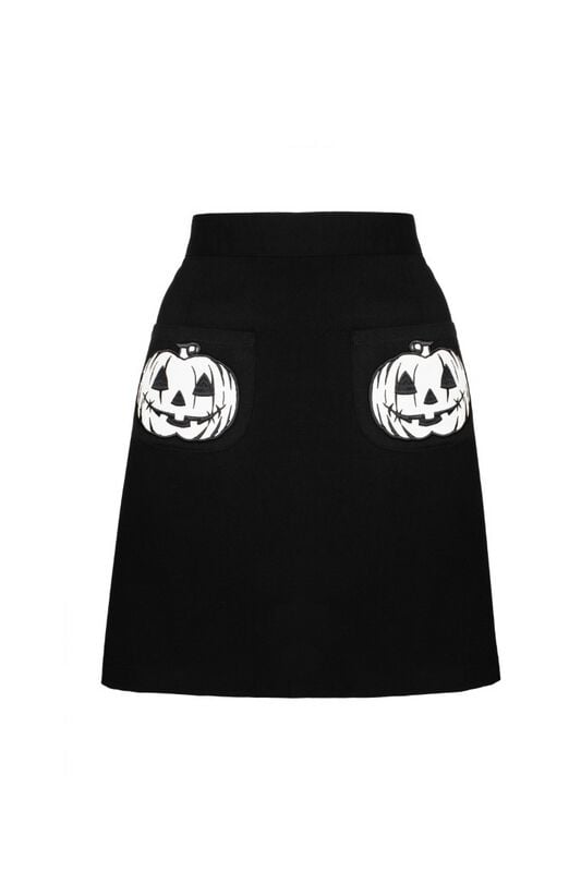 rock revival "Skelli Skirt" Mini Skirt black-white by Hell Bunny