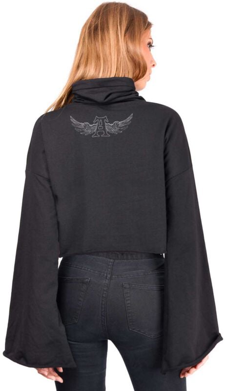 Rock Revival "Skull Plant Woman's Cropped Sweat Shirt Gallow" Hoodie Black By Alchemy England