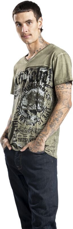 Rock Revival "Skulls & Details" T-Shirt Olive By Rock Rebel By EMP