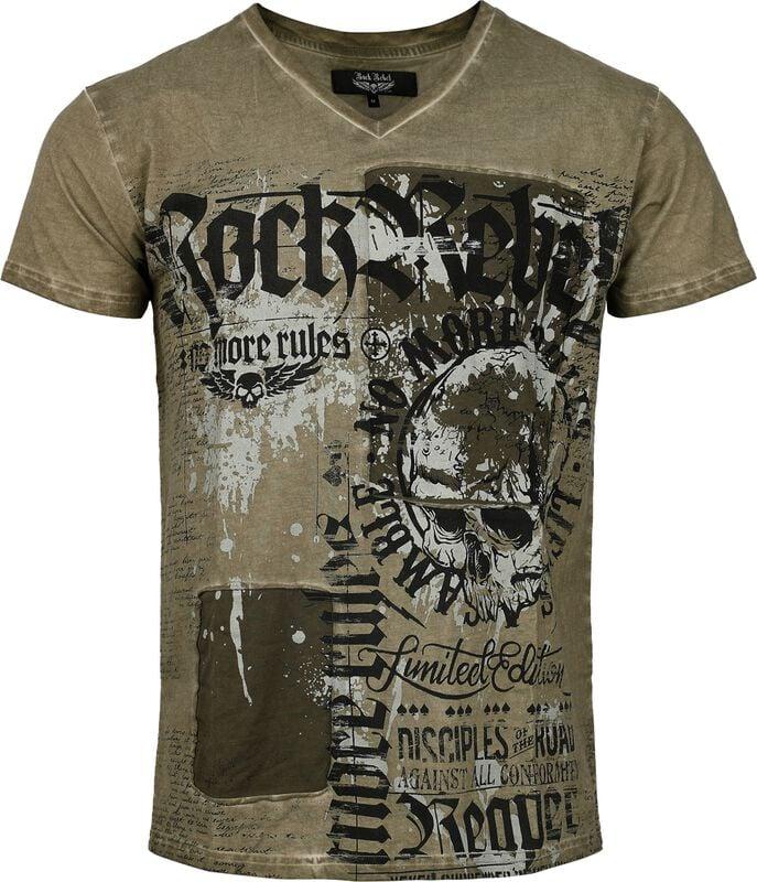 rock revival "Skulls & Details" T-Shirt olive by Rock Rebel by EMP