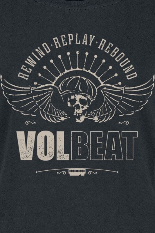 Rock Revival "Skullwing - Rewind Replay Rebound" T-Shirt Black By Volbeat