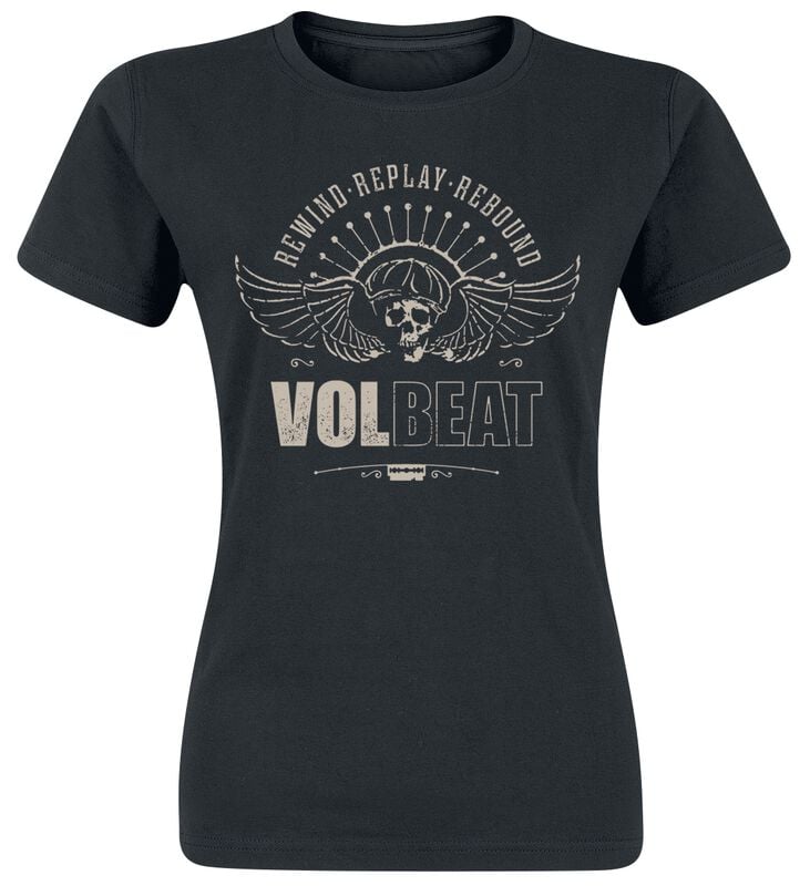 rock revival "Skullwing - Rewind Replay Rebound" T-Shirt black by Volbeat