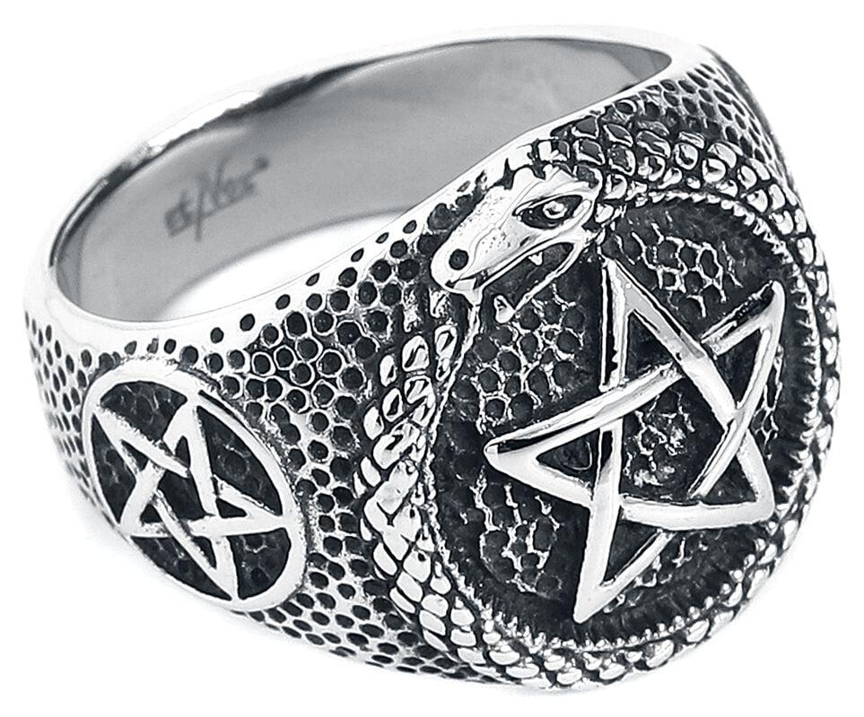 Rock Revival "Snake Pentagram" Ring Silver-coloured By EtNox Hard And Heavy