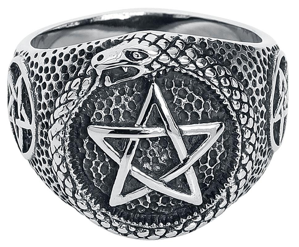 rock revival "Snake Pentagram" Ring silver-coloured by etNox hard and heavy