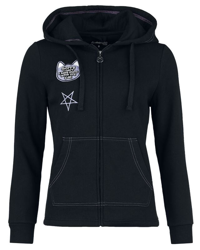 Rock Revival "Sorry I Have Plans With My Cat" Hoodie Jacket Black By Gothicana By EMP
