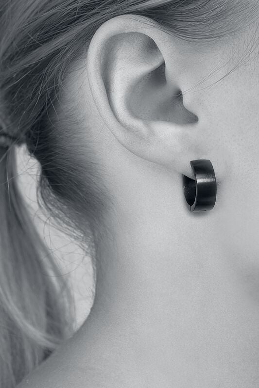 Rock Revival "Stainless Steel Hoops" Earrings Black By EtNox