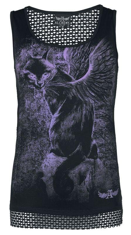 Rock Revival "Starring Cat" Top Black-lilac By Alchemy England