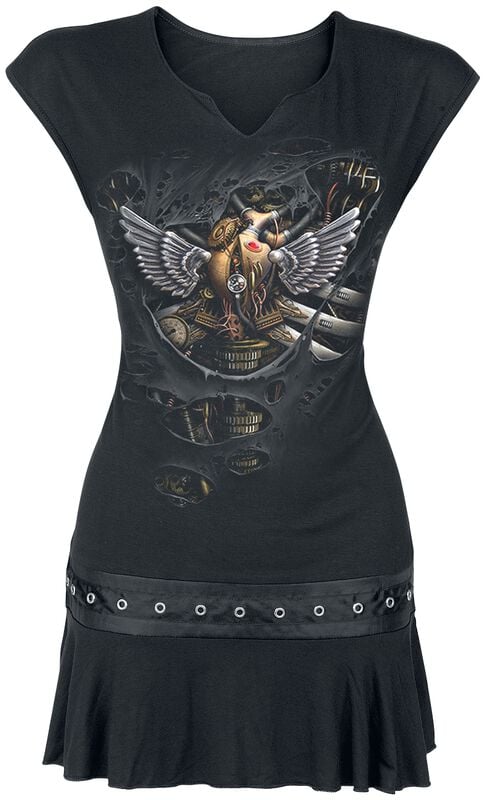 rock revival "Steam Punk Ripped" Mini Dress black by Spiral