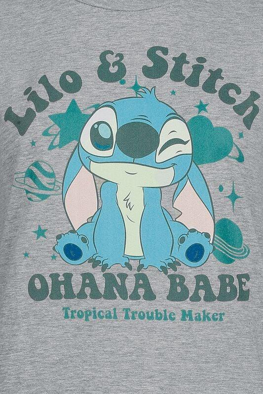 Rock Revival "Stitch Ohana Babe" T-Shirt Mottled Grey By Lilo & Stitch
