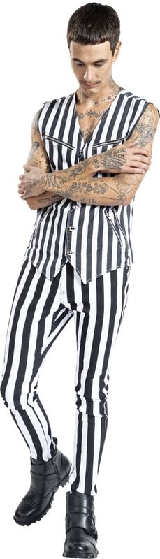 rock revival "Strips Vest" Vest black-white by Altana Industries