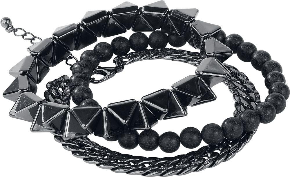 rock revival "Stud Mix" Bracelet Set black by Black Premium by EMP
