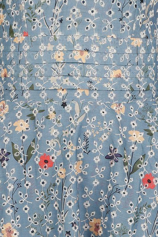 Rock Revival "Summer Flowers Emb Flare Dress" Midi Dress Blue By Voodoo Vixen