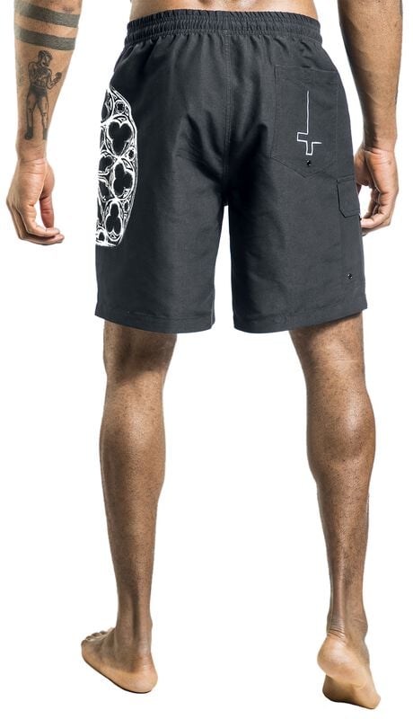 Rock Revival "Swim Shorts With Gothic Cross" Swim Shorts Black By Gothicana By EMP