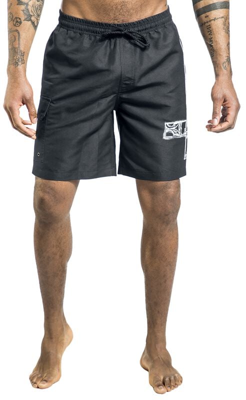 Rock Revival "Swim Shorts With Gothic Cross" Swim Shorts Black By Gothicana By EMP