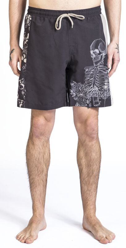 Rock Revival "Swim Shorts With Skeleton Print" Swim Shorts Dark Grey By Rock Rebel By EMP
