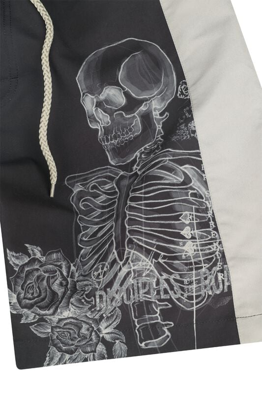 Rock Revival "Swim Shorts With Skeleton Print" Swim Shorts Dark Grey By Rock Rebel By EMP