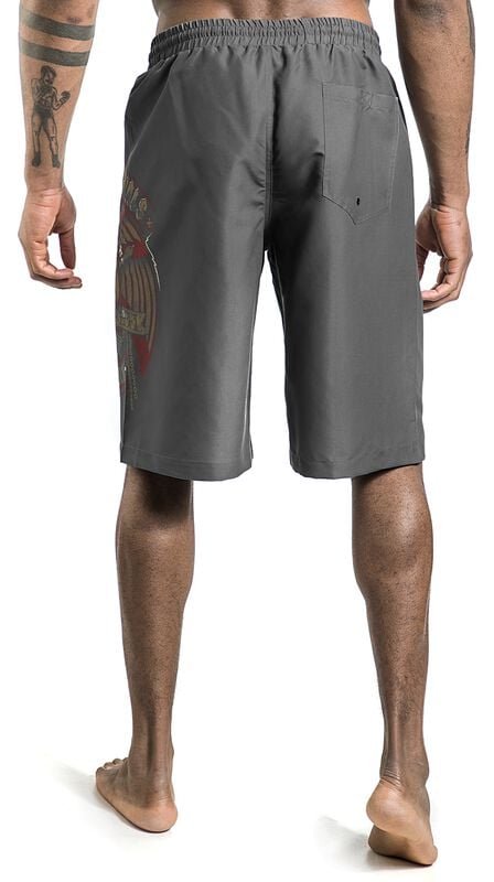 Rock Revival "Swim Shorts With Skull And Sword" Swim Shorts Grey By Rock Rebel By EMP