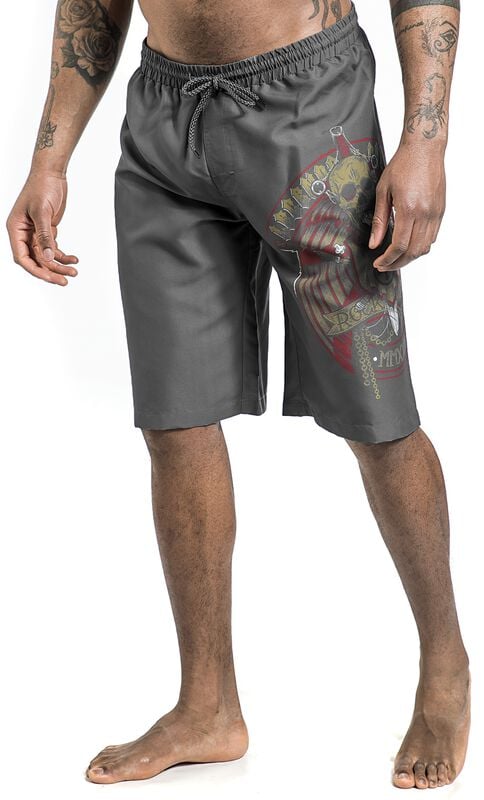 rock revival "Swim Shorts With Skull and Sword" Swim Shorts grey by Rock Rebel by EMP