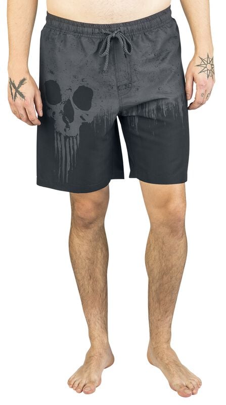 Rock Revival "Swim Shorts With Skull Print" Swim Shorts Grey-black By Black Premium By EMP