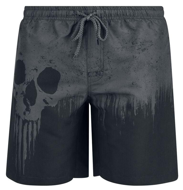 rock revival "Swim Shorts With Skull Print" Swim Shorts grey-black by Black Premium by EMP