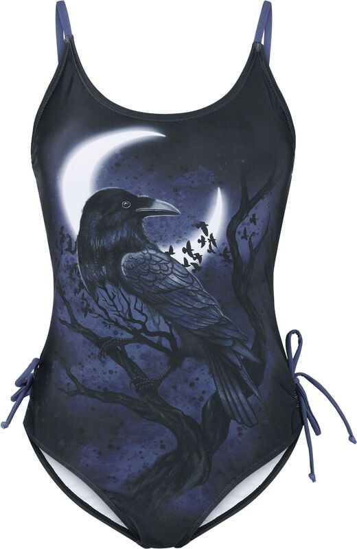 rock revival "Swimsuit With Moon And Raven" Swimsuit black by Black Premium by EMP