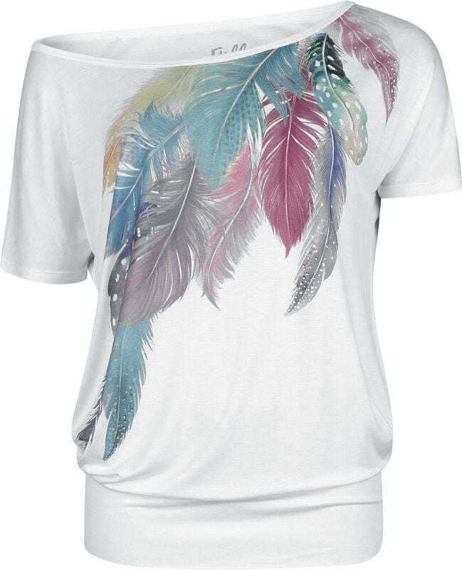 Rock Revival "T-shirt With Feathers Front Print" T-Shirt White By Full Volume By EMP