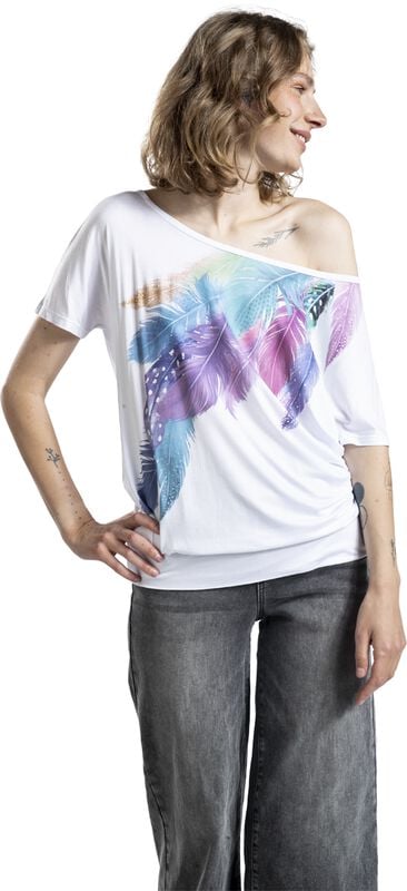 rock revival "T-shirt with Feathers front print" T-Shirt white by Full Volume by EMP