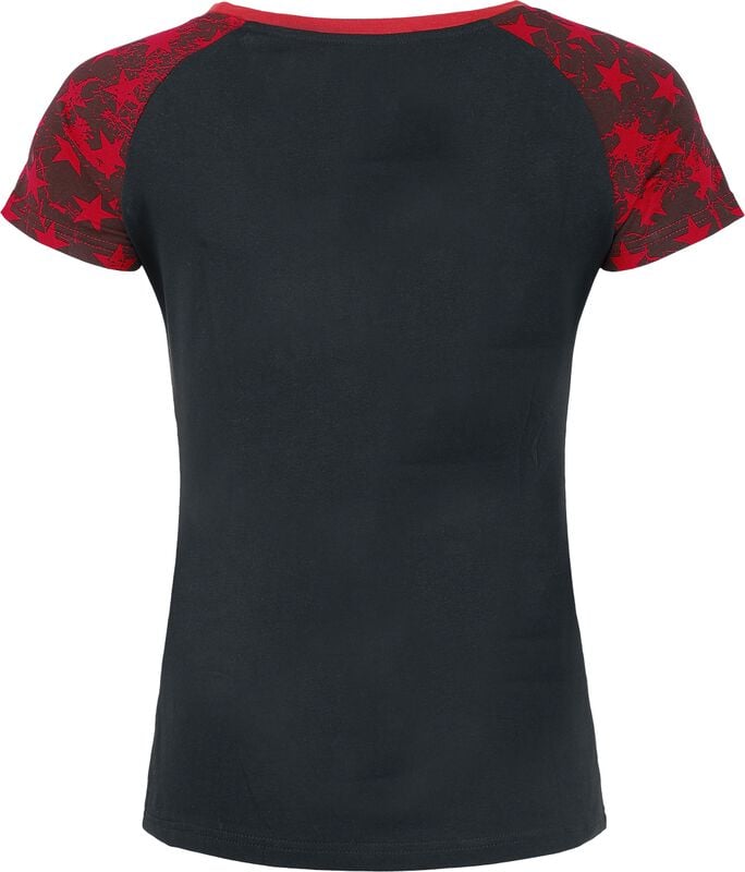 Rock Revival "T-shirt With Raglan Sleeves And Stars Print" T-Shirt Black-red By RED By EMP