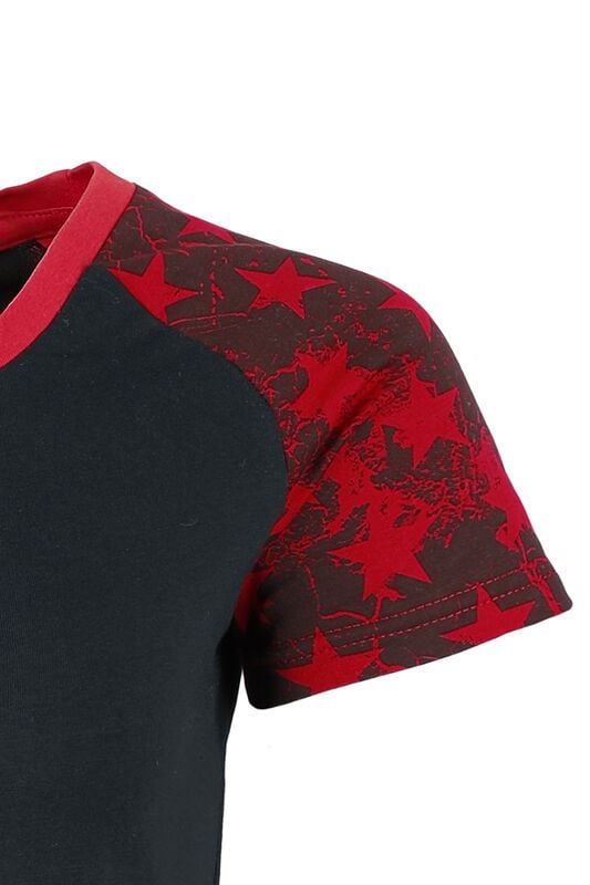 Rock Revival "T-shirt With Raglan Sleeves And Stars Print" T-Shirt Black-red By RED By EMP