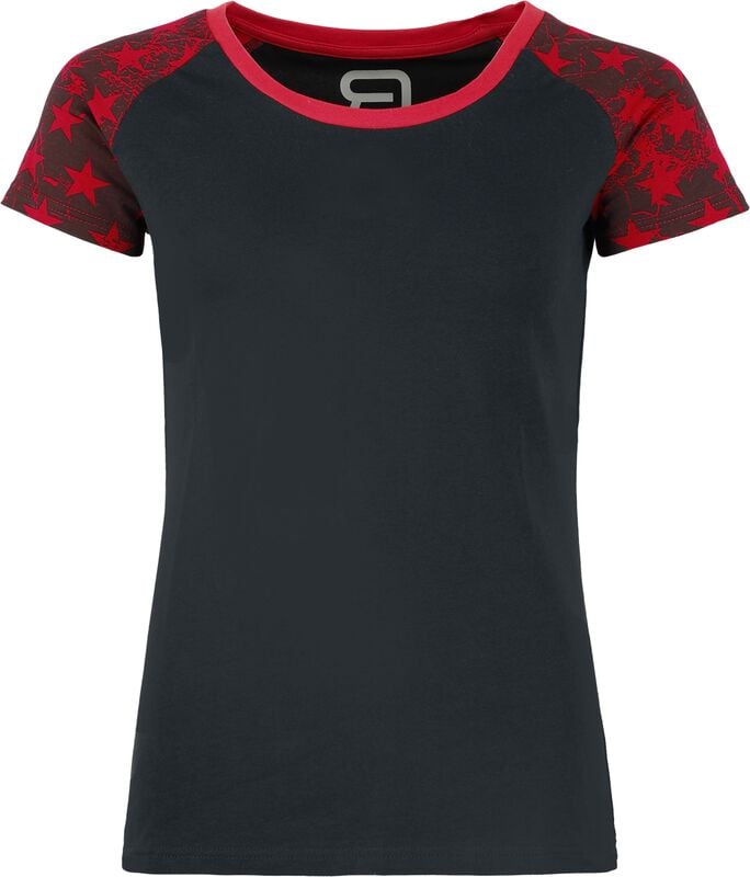 rock revival "T-shirt with raglan sleeves and stars print" T-Shirt black-red by RED by EMP