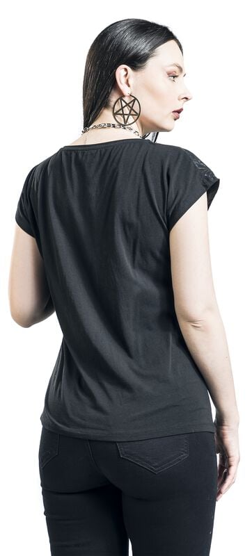 Rock Revival "T-shirt With Skull Print And Lace" T-Shirt Black By Black Premium By EMP