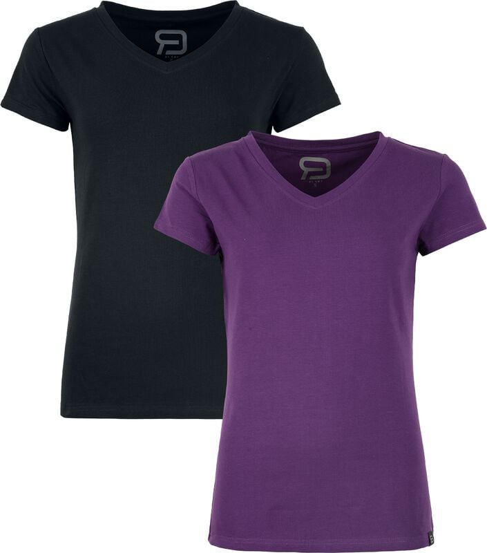 rock revival "T-shirts (2-pack)" T-Shirt black-lilac by RED by EMP