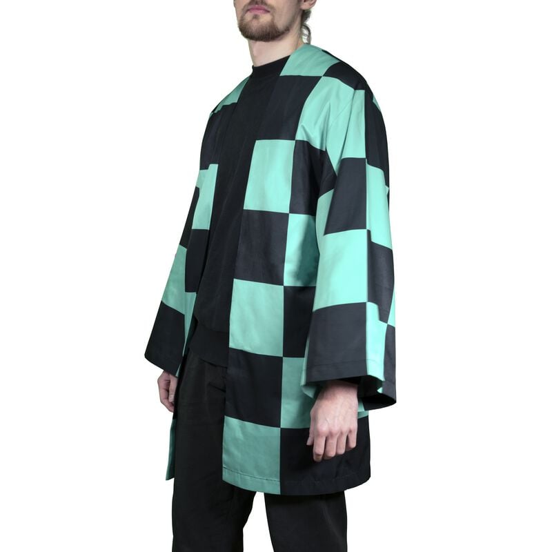 Rock Revival "Tanjiro's Haori" Dressing Gown Black-turquoise By Demon Slayer